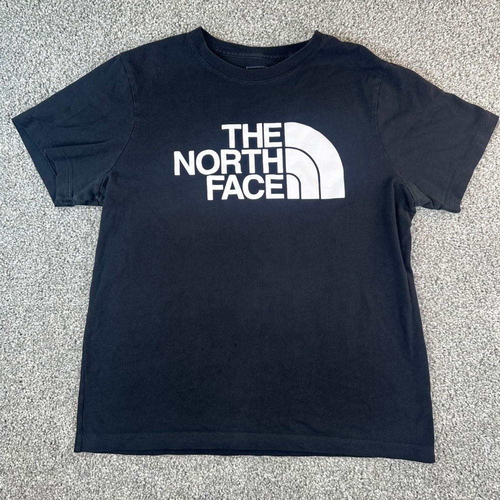 The North Face Shirt Mens Medium Black Graphic Logo Cotton Tee Outdoors FLAW